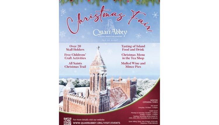 Quarr Abbey Christmas Fair poster, Isle of Wight, festive event, what's on