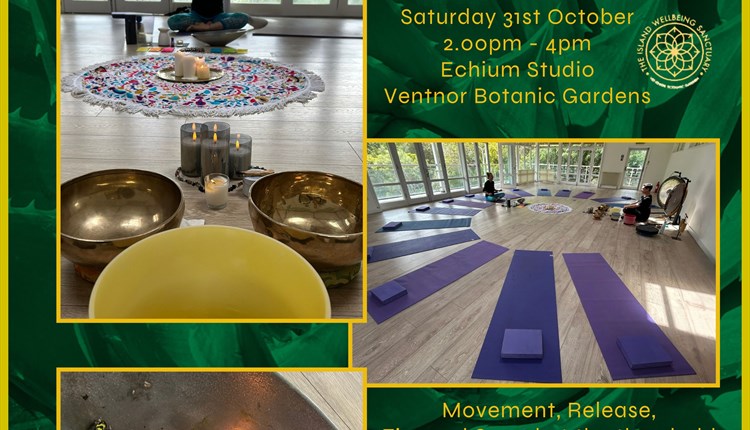 Sound bath and healing at Ventnor botanic garden, Isle of Wight, health and wellbeing events