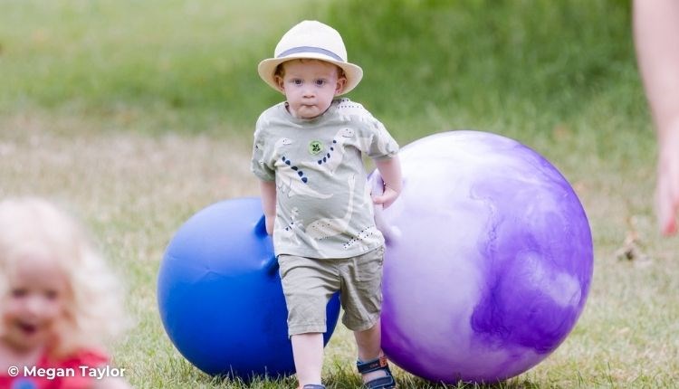 Child walking with a space hopper, Warrior the War Horse Trail, National Trust event, what's on - credit: Megan Taylor