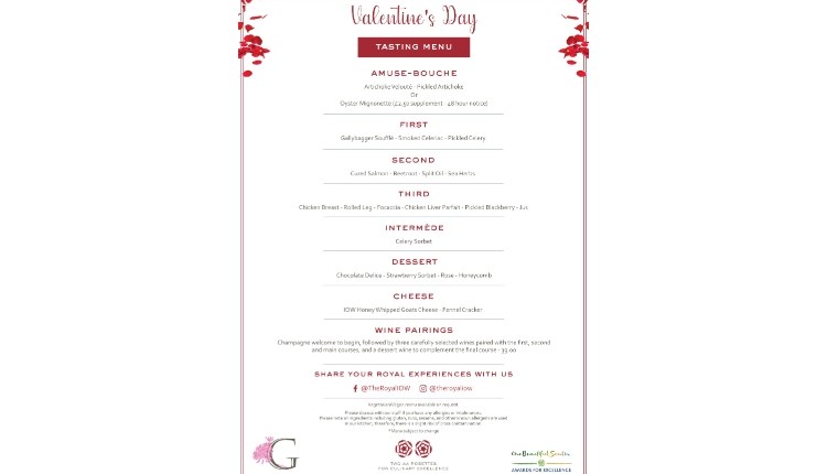 Isle of Wight, Things to do, Eating out, Valentines, 7 Course tasting menu