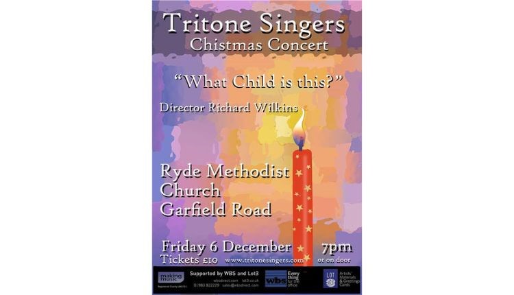 The Tritone Singers Christmas Concert poster, Ryde, Isle of Wight, music event, what's on