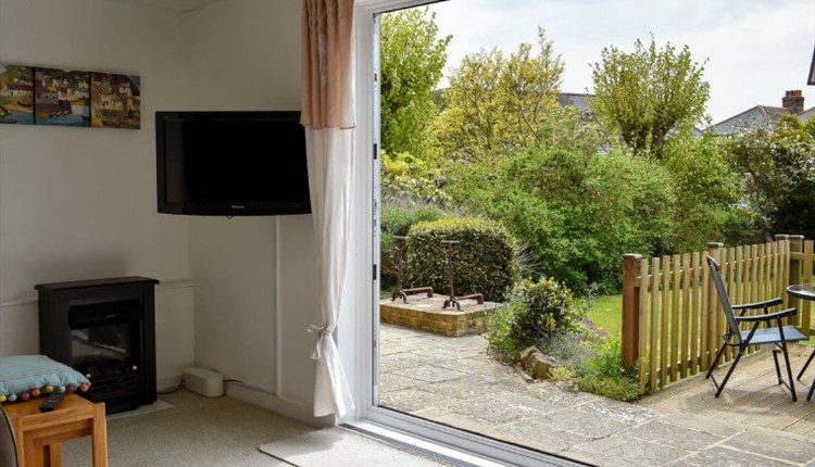 French doors from lounge to garden at Clarence House in Shanklin, Isle of Wight, Self Catering