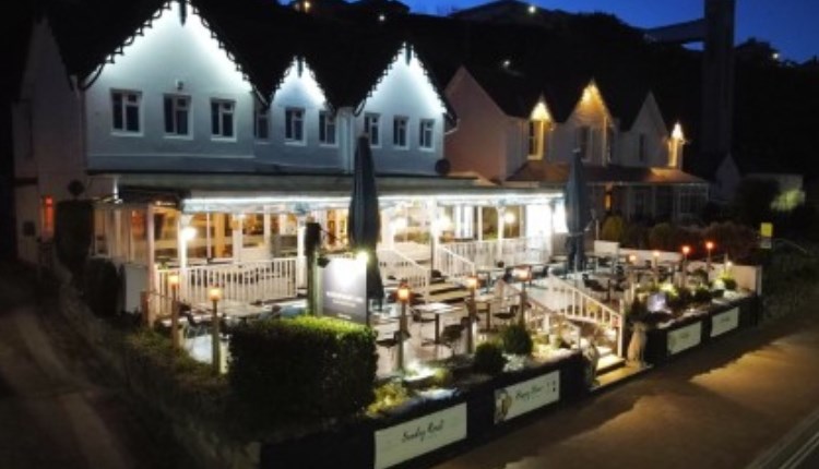 Isle of Wight, Eating Out and Accommodation, The Waterfront Inn, Shanklin Beach, front aspect at night