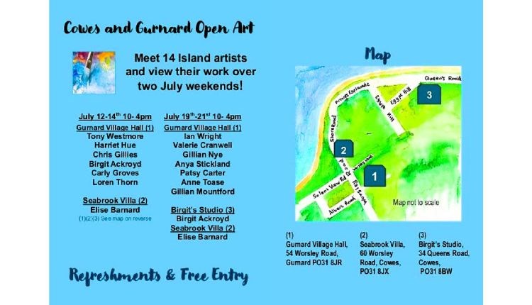 Cowes & Gurnard Open Art poster, exhibitions on the Isle of Wight, events, what's on