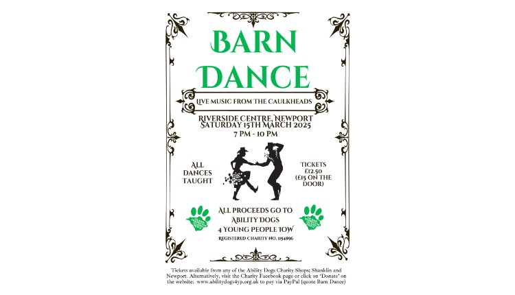 Barn Dance poster, charity event, what's on, Newport, Isle of Wight