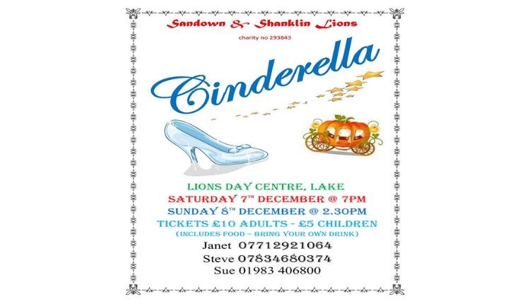 Cinderella pantomime poster, theatre production for charity, family event, Christmas