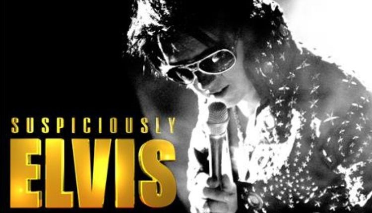Poster of tribute Elvis singer, Suspiciously Elvis, music event at Ocean View Hotel, Isle of Wight, what's on