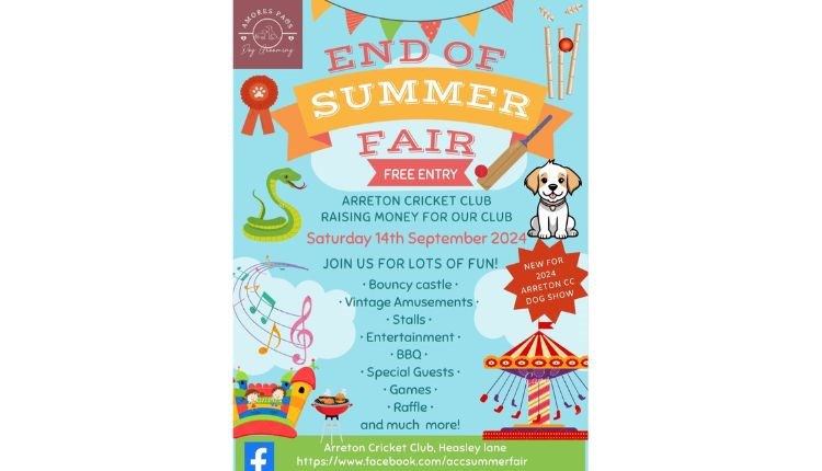 End of summer fair poster at Arreton Cricket Club, Isle of Wight, what's on, event