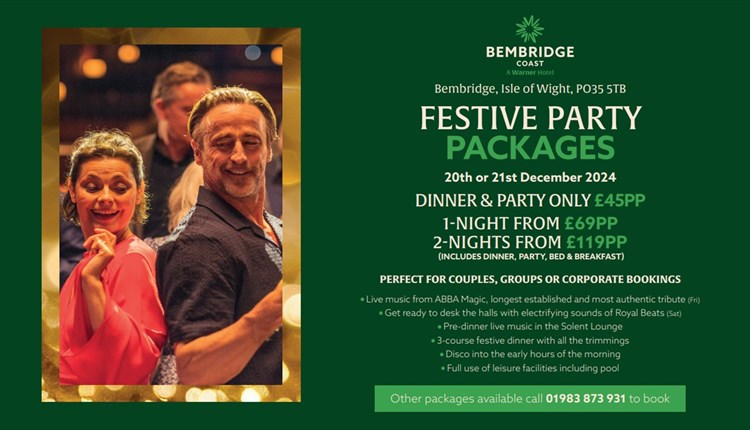 Christmas party nights poster at Bembridge Coast Hotel, Christmas event, Isle of Wight