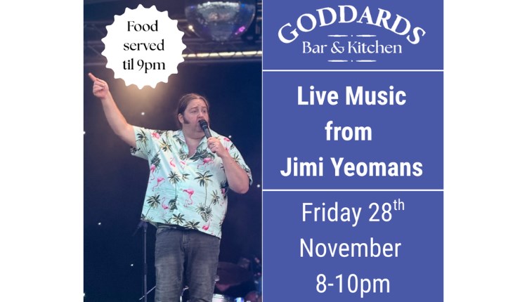 Jimmi Yeomans performing, live music poster, Goddards Bar and Kitchen, Isle of Wight, event, what's on, Things to do