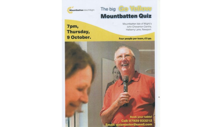 Quiz poster at Mountbatten, charity event, Newport, Isle of Wight, what's on