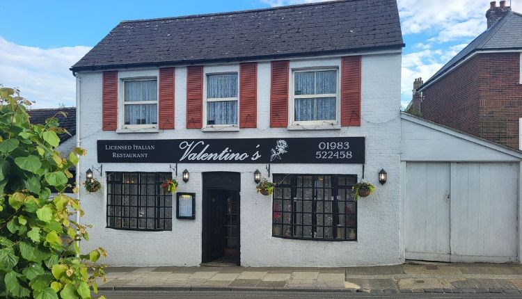 Outside view of Valentino's restaurant in Carisbrooke, Isle of Wight, Italian, food & drink