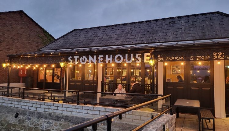 Outside dining area with harbour views at The Tide Mill, restaurant, Wootton, Isle of Wight, family friendly, carvery