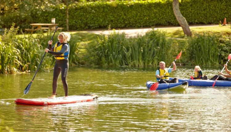 Family paddleboarding and kayaking at The Lakes Rookley, Isle of Wight, Things to do, watersports