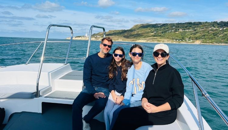 Group of people sitting on the catamaran, Ventnor Bay Charters, boat trip, activity, tour, Isle of Wight