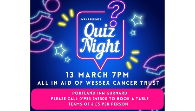 Charity quiz poster, Portland Inn, charity event, what's on, Isle of Wight
