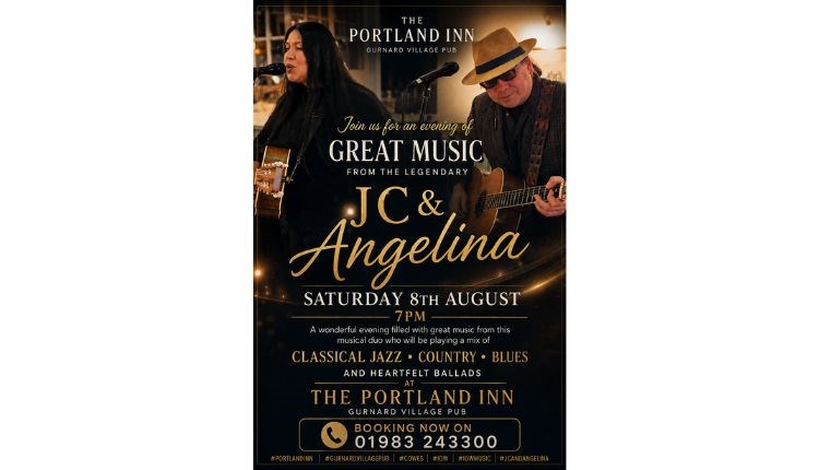 JC & Angelina event poster, Portland Inn, Isle of Wight, live music, what's on, event