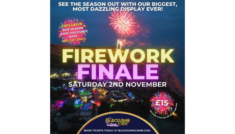 Firework finale at Blackgang Chine poster, what's on, family event, Isle of Wight