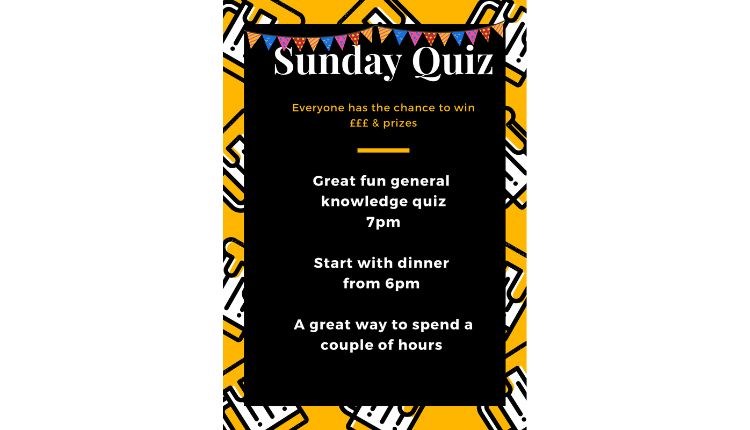 Quiz poster at the Portland Inn, Gurnard, Cowes, Isle of Wight, event, what's on