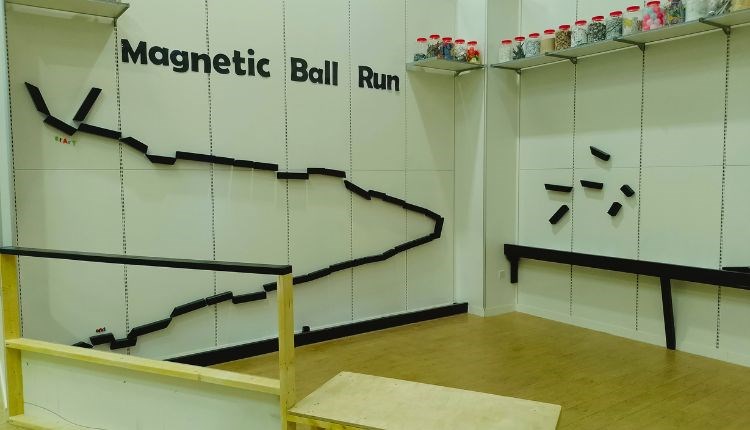 Magnetic ball run activity at Random-World, attraction, Newport, Isle of Wight, family fun, activities, things to do