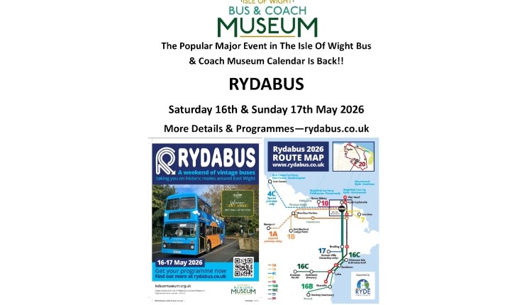 Isle of Wight, Things to do, poster advertising vintage bus and coach tours