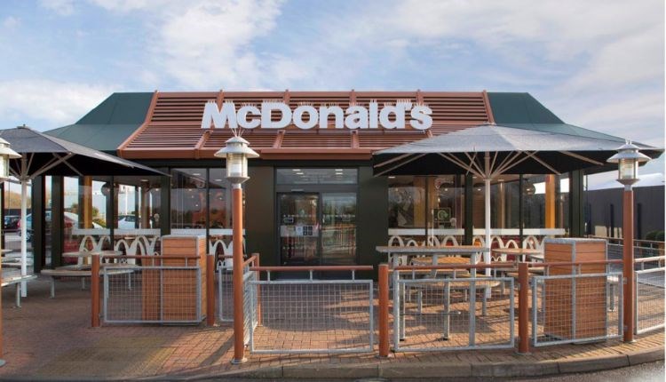 Outside view of McDonalds, Ryde, Isle of Wight, fast food, child friendly, eat and drink, drive thru