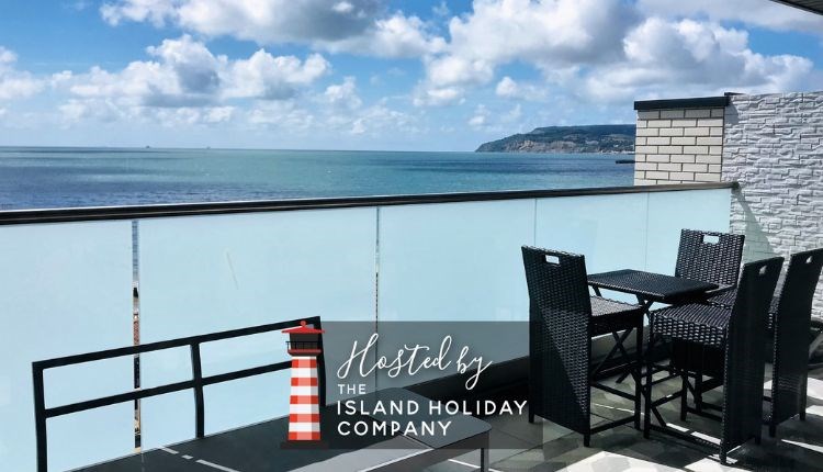 Balcony sea view at Colonels House, The Island Holiday Company properties, self catering, cottages, houses, apartments, Isle of Wight, accommodation