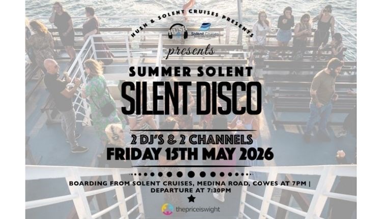 Silent Disco poster, Solent Cruises event, what's on, Isle of Wight, boat trip, music