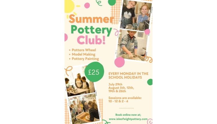 Summer Pottery Club poster, Isle of Wight Pottery, what's on, event