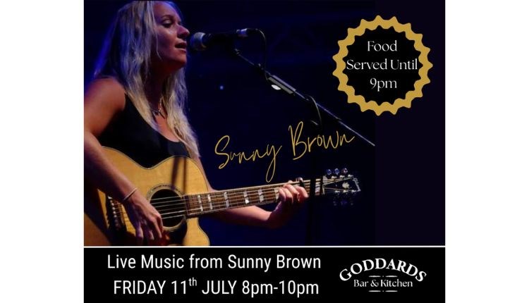 Sunny Brown playing a guitar and singing, live music at Goddards Brewery, Sandown, Isle of Wight, what's on, event