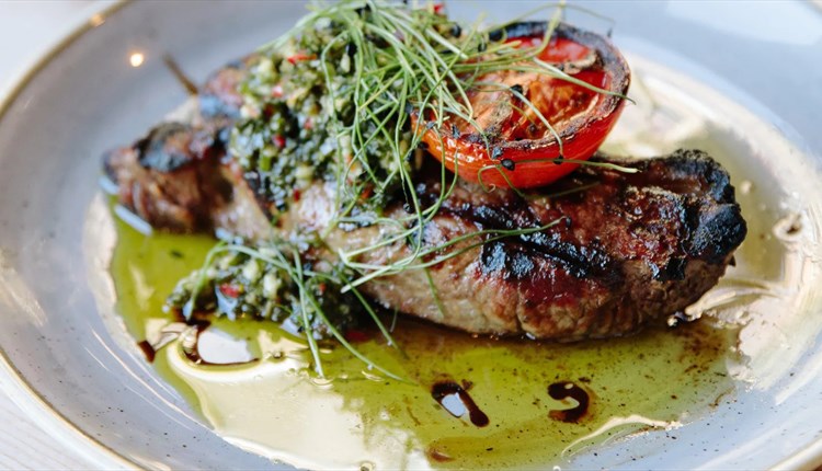 Steak dish at The Garlic Farm, Isle of Wight, Valentine's evening, what's on, event