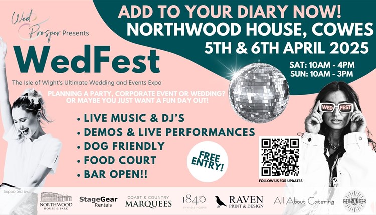 WedFest poster, wedding event at Northwood House on the Isle of Wight