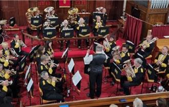 Isle of Wight, Things to do, Live Brass Band, Music, Brass Band and conductor playing music