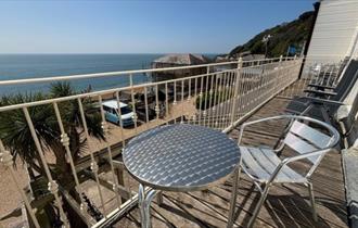 Balcony with sea views from Apartment 4 at Salty Holidays, self catering, Ventnor, Isle of Wight, coastal apartments
