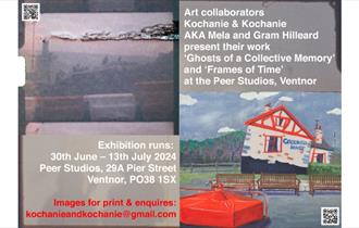 Isle of Wight, Art, Exhibition, Ventnor, Peer Studios, postcard with details of openings and address