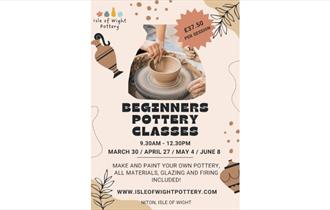 Isle of Wight, Things to do, Isle of Wight Pottery, Niton, Beginners Pottery Classes flyer