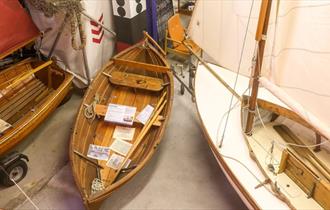 Collection of boats at The Boat Shed, Cowes, Isle of Wight, Maritime Museum