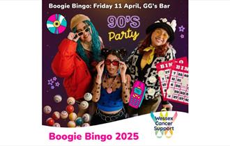 Boogie Bingo 90s night poster, charity event, what's on, Newport, Isle of Wight