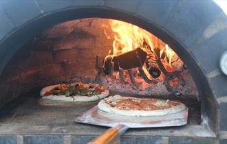 Wood fire pizzas at Island Bistro, Isle of Wight Airport Sandown