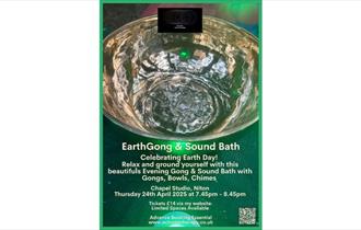 Earth Gong & Sound Bath poster, health & wellbeing, Niton, Isle of Wight, what's on, event