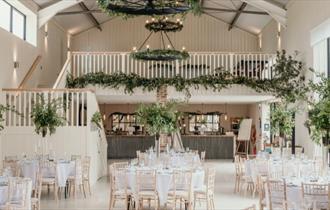 Interior of events barn at East Afton Farmhouse - copyright: Little Isle Photography