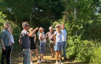 Group of people on a tour around The Garlic Farm, tour, family event, Isle of Wight