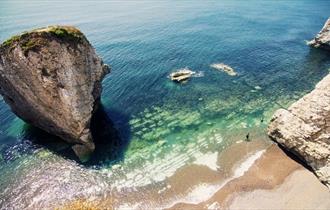 Mediterranean water at Freshwater Bay Beach, Isle of Wight, Things to Do