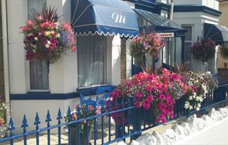 Isle of Wight, Accommodation, Bed and Breakfast, Montague House, Sandown, Frontage with Flowers