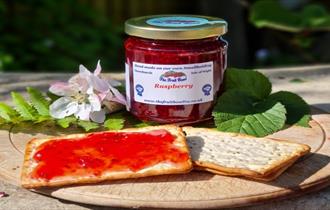 Image of Crackers with Jam and a Full Pot of Jam, Local Produce, Fruitbowl Jams, Newchurch, Isle of Wight