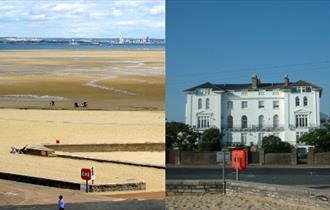 Ryde beach and outside view of Strand House, The Garden Apartment, self catering, Isle of Wight