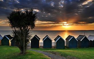 Sunset over the sea at Gurnard Beach, Isle of Wight, Things to Do