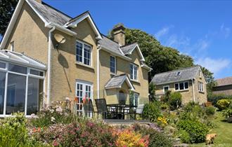 Isle of Wight, Accommodation, Self catering, Hill Croft, Niton Undercliff, Facade showing Patio and Conservatory