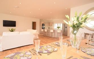 Dining, living and kitchen open plan at The Orchards, self catering, Island Riding Centre, Isle of Wight