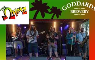 The Ohmz performing on stage, Goddards Brewery event, Isle of Wight, live music, what's on, event
